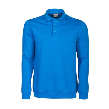 Ocean Blue - Front - Printer Unisex Adult Homerun Long-Sleeved Polo Shirt