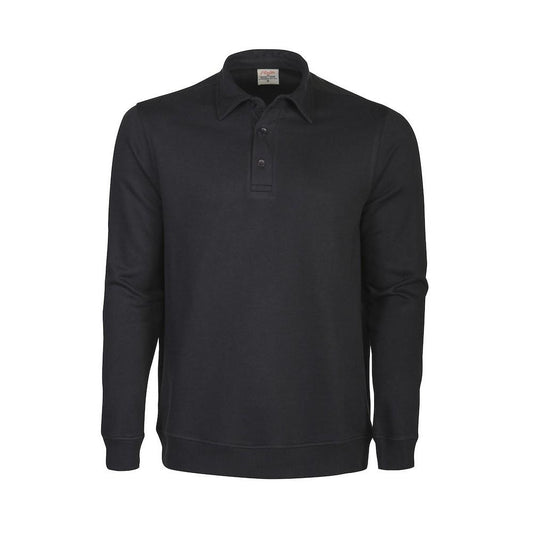 Black - Front - Printer Unisex Adult Homerun Long-Sleeved Polo Shirt