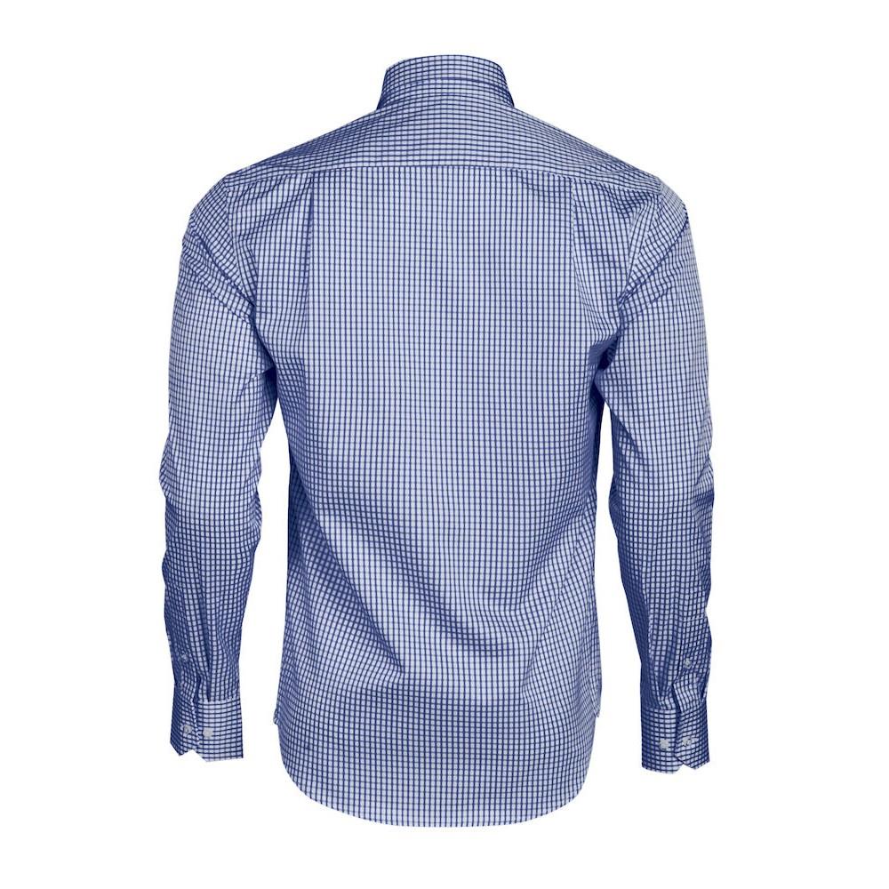 Navy - Back - James Harvest Mens Tribeca Checked Formal Shirt