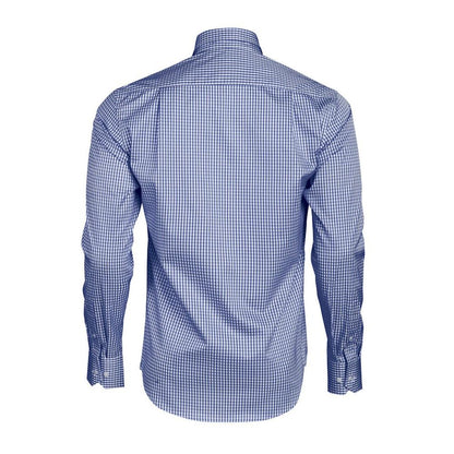 Navy - Back - James Harvest Mens Tribeca Checked Formal Shirt
