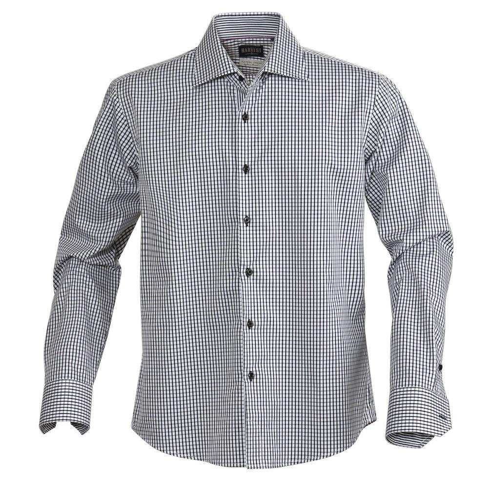 Black - Front - James Harvest Mens Tribeca Checked Formal Shirt