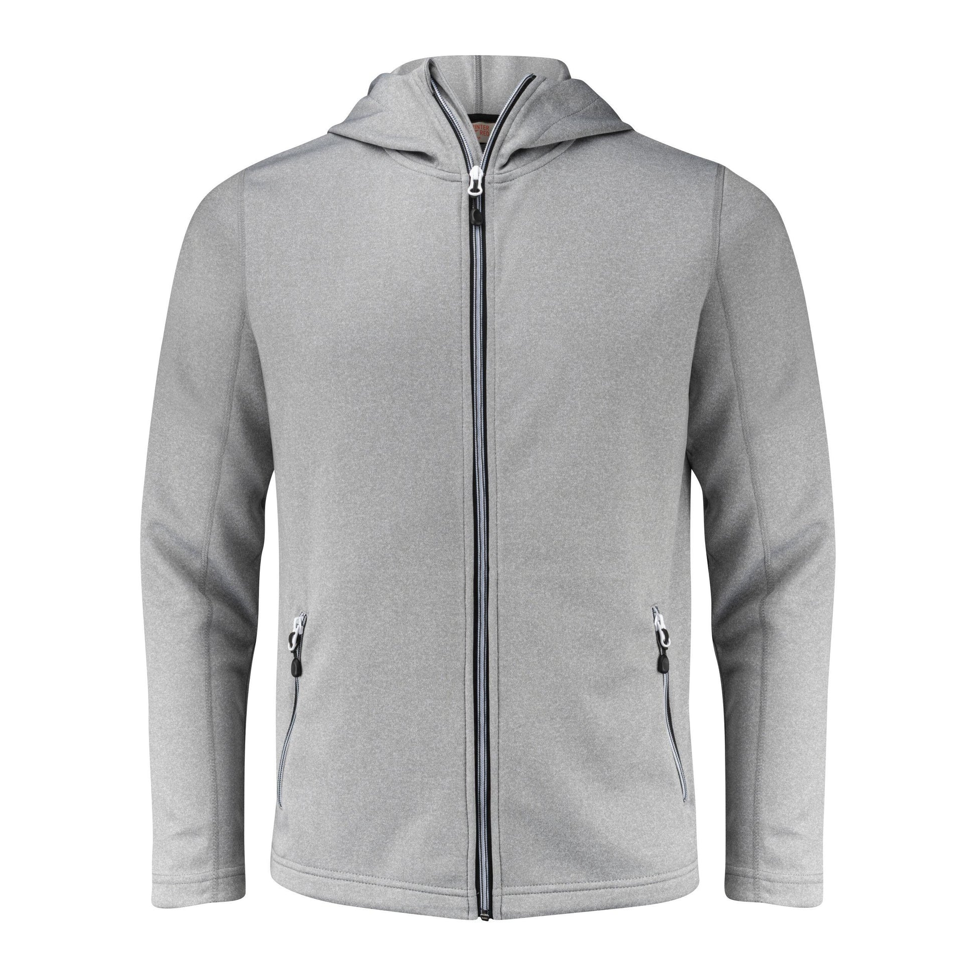 Grey Melange - Back - Printer RED Mens Layback Hoodie