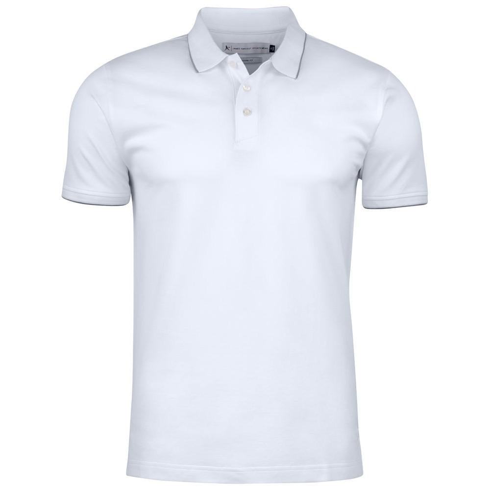 White - Front - James Harvest Mens Greenville Polo Shirt