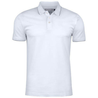 White - Front - James Harvest Mens Greenville Polo Shirt