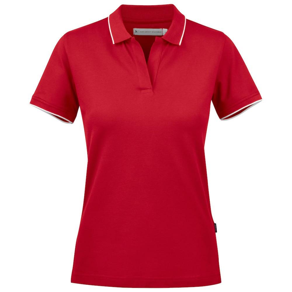 Red - Front - James Harvest Womens-Ladies Greenville Polo Shirt