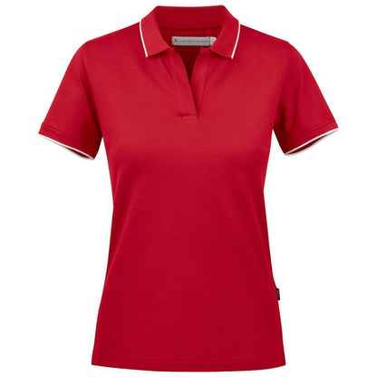 Red - Front - James Harvest Womens-Ladies Greenville Polo Shirt