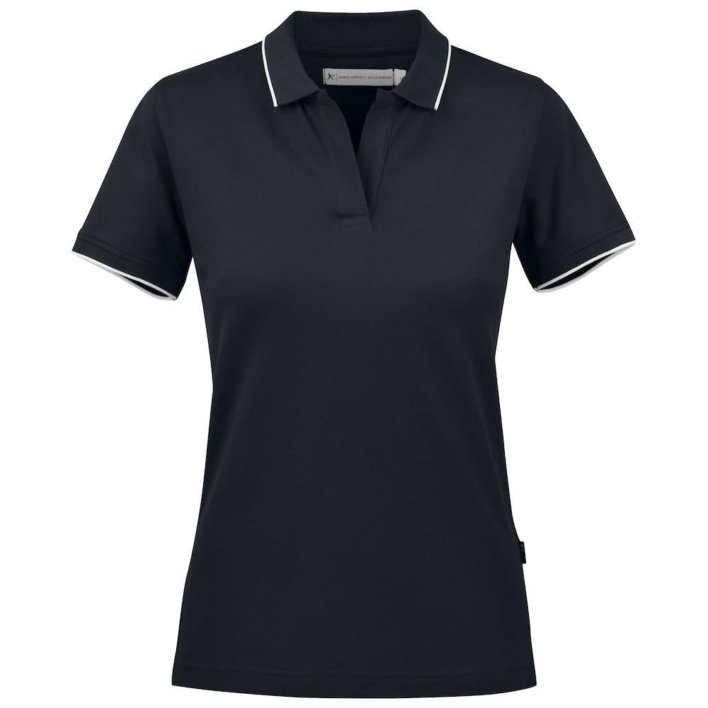 Black - Front - James Harvest Womens-Ladies Greenville Polo Shirt