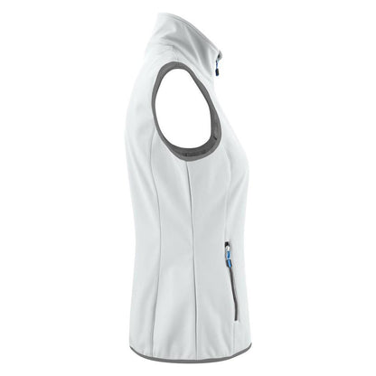 White - Side - Printer Womens-Ladies Trial Softshell Gilet