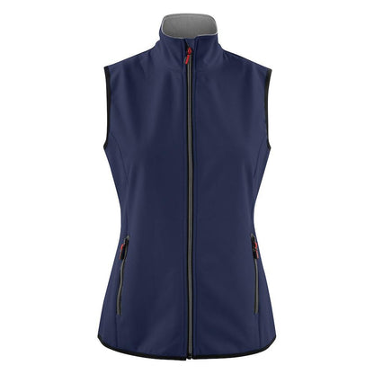 Navy - Front - Printer Womens-Ladies Trial Softshell Gilet