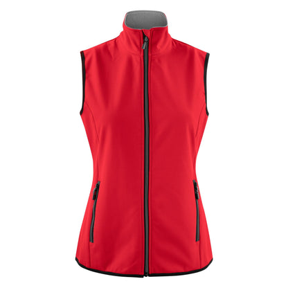Red - Back - Printer Womens-Ladies Trial Softshell Gilet