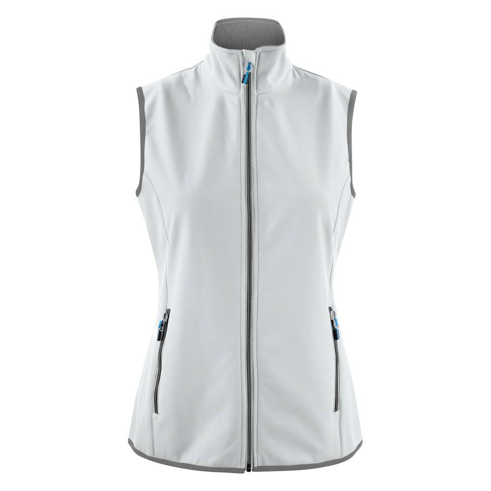 White - Front - Printer Womens-Ladies Trial Softshell Gilet