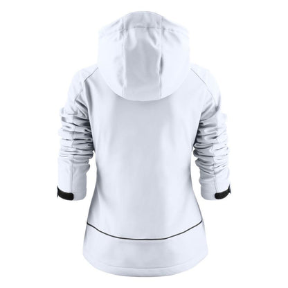 White - Back - Printer Womens-Ladies Karting Soft Shell Jacket