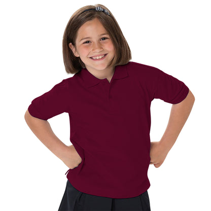 Burgundy - Back - Jerzees Schoolgear Childrens 65-35 Pique Polo Shirt