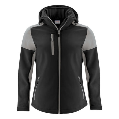 Black-Anthracite - Front - Printer Womens-Ladies Prime Soft Shell Jacket