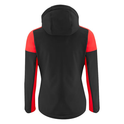 Black-Red - Back - Printer Womens-Ladies Prime Soft Shell Jacket