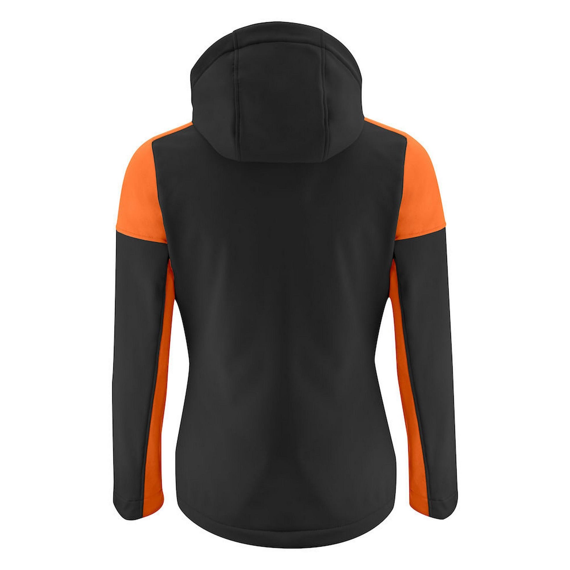 Black-Orange - Back - Printer Womens-Ladies Prime Soft Shell Jacket