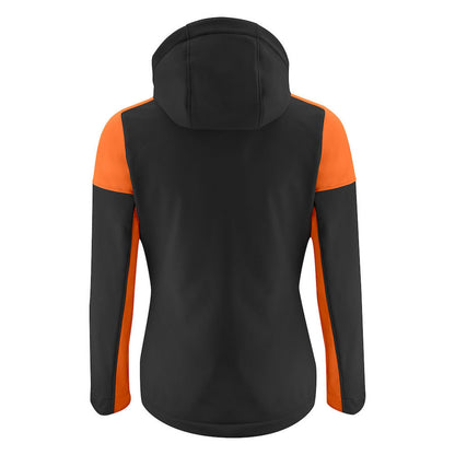 Black-Orange - Back - Printer Womens-Ladies Prime Soft Shell Jacket