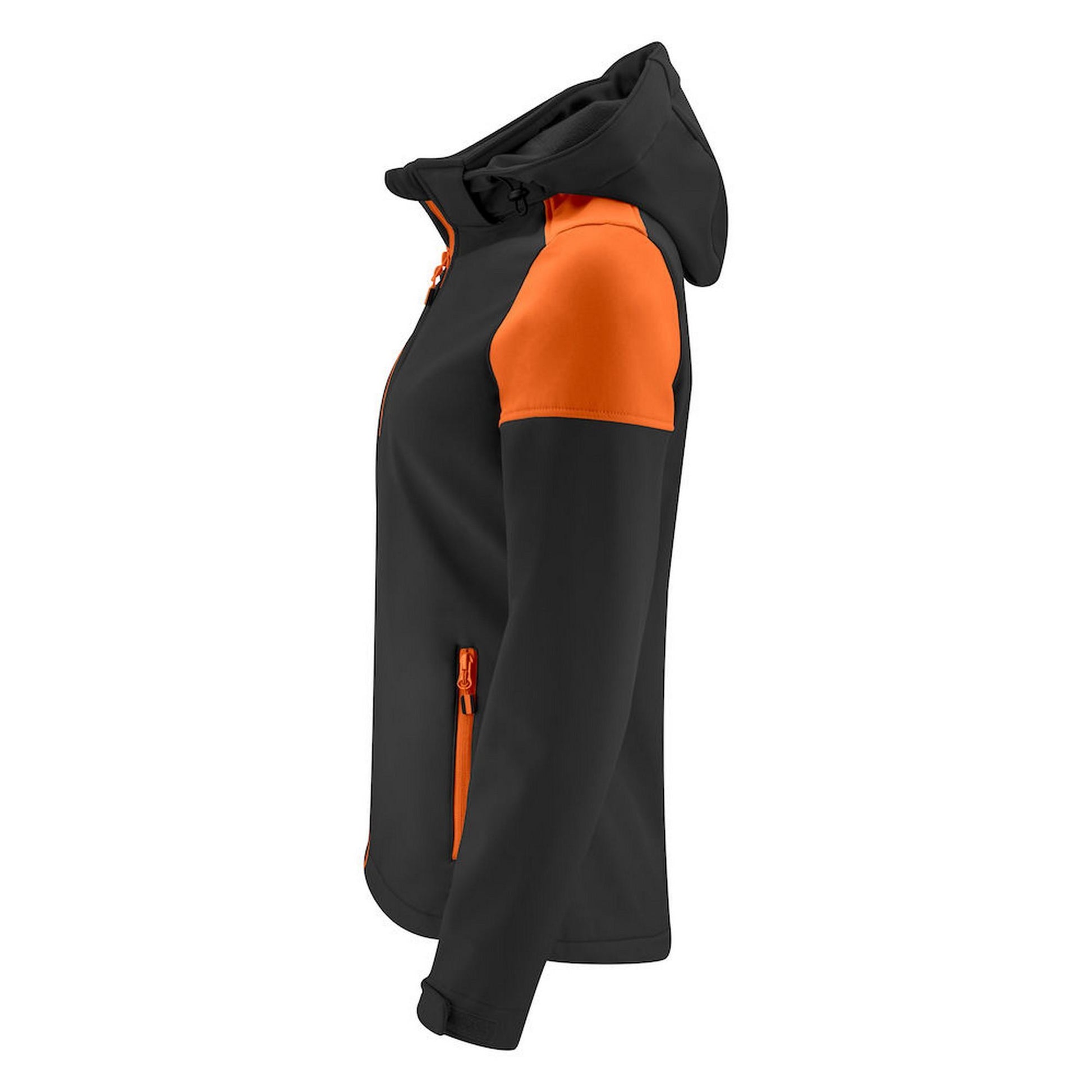 Black-Orange - Side - Printer Womens-Ladies Prime Soft Shell Jacket