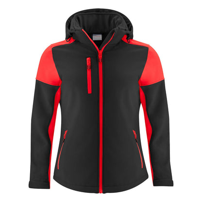Black-Red - Front - Printer Womens-Ladies Prime Soft Shell Jacket