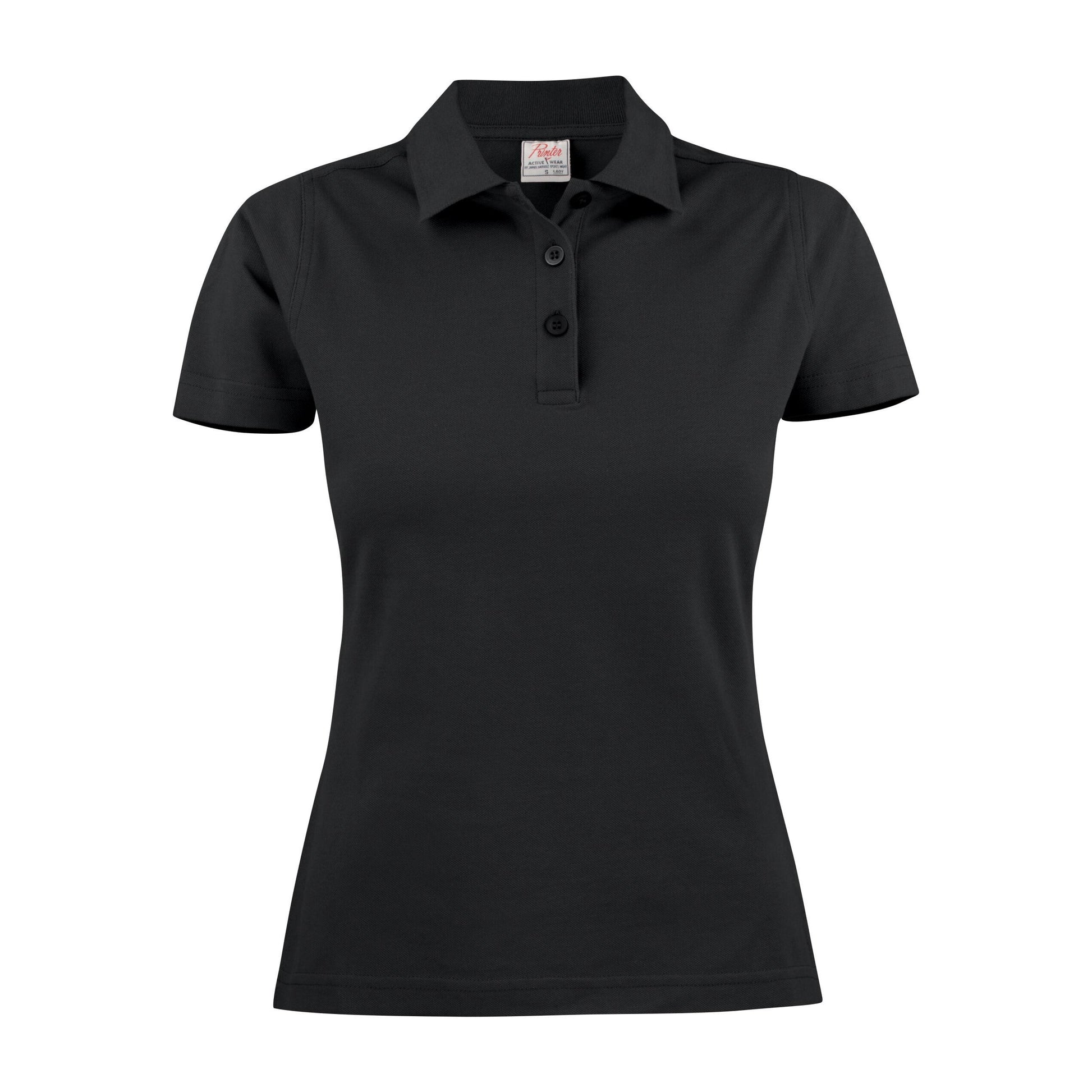 Black - Back - Printer Womens-Ladies Surf Light Melange Polo Shirt