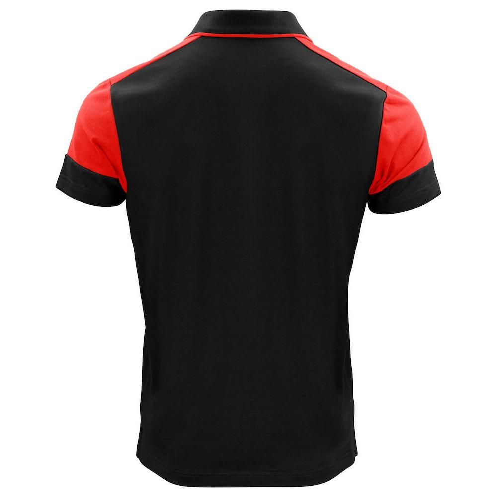 Black-Red - Back - Printer Mens Prime Contrast Polo Shirt