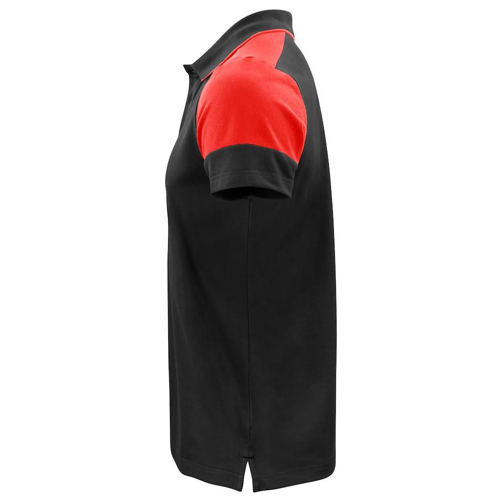 Black-Red - Side - Printer Mens Prime Contrast Polo Shirt