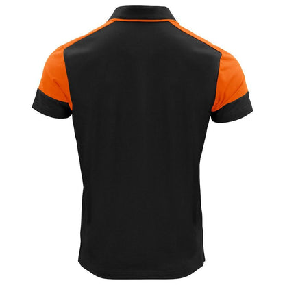 Black-Orange - Back - Printer Mens Prime Contrast Polo Shirt