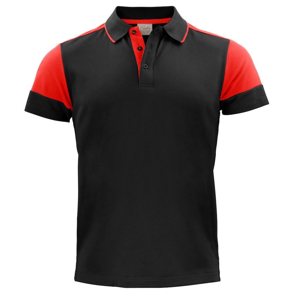 Black-Red - Front - Printer Mens Prime Contrast Polo Shirt