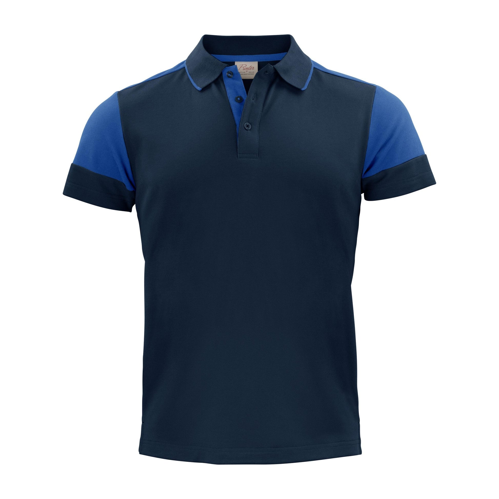 Navy-Cobalt - Back - Printer Mens Prime Contrast Polo Shirt