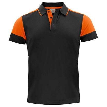 Black-Orange - Front - Printer Mens Prime Contrast Polo Shirt