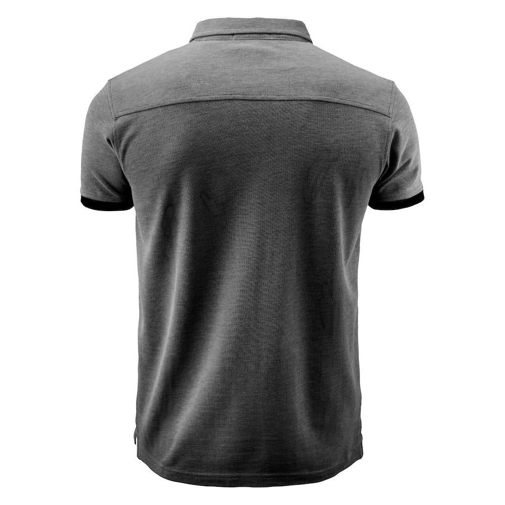 Black - Back - James Harvest Mens Larkford Melange Polo Shirt