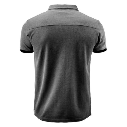 Black - Back - James Harvest Mens Larkford Melange Polo Shirt