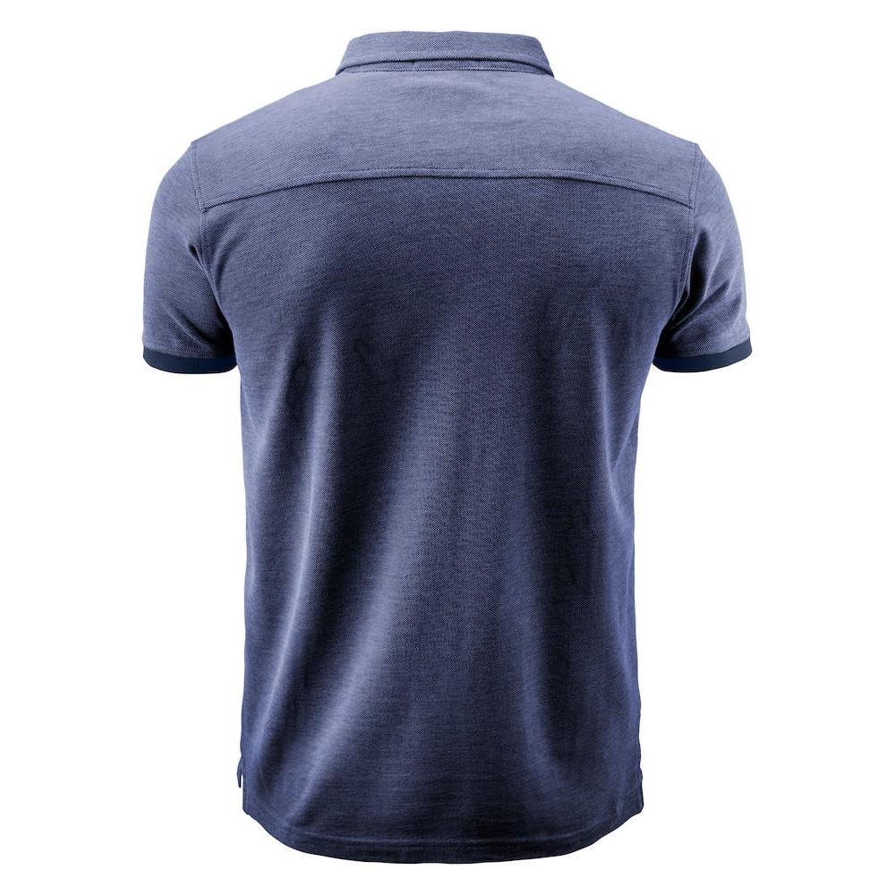 Dark Blue - Back - James Harvest Mens Larkford Melange Polo Shirt