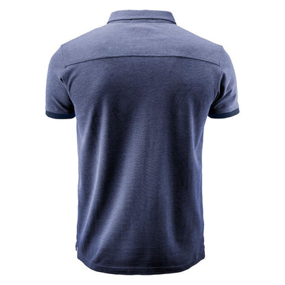 Dark Blue - Back - James Harvest Mens Larkford Melange Polo Shirt
