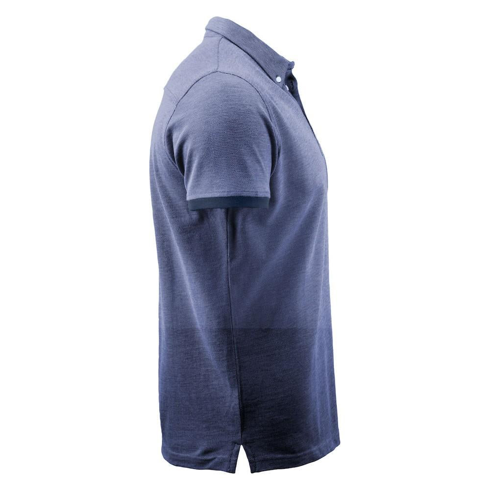 Dark Blue - Side - James Harvest Mens Larkford Melange Polo Shirt