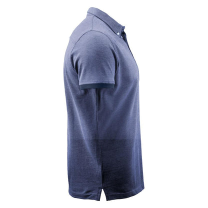 Dark Blue - Side - James Harvest Mens Larkford Melange Polo Shirt