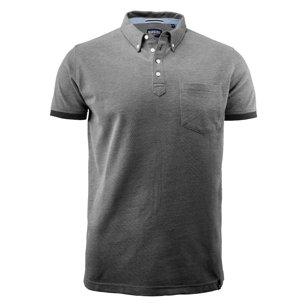 Black - Front - James Harvest Mens Larkford Melange Polo Shirt