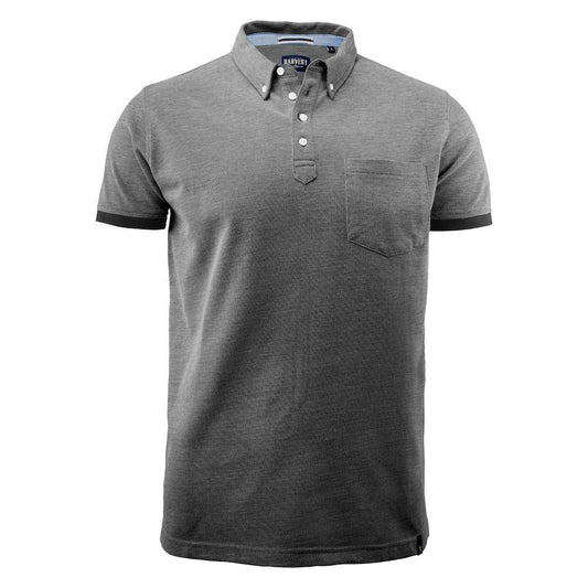 Black - Front - James Harvest Mens Larkford Melange Polo Shirt