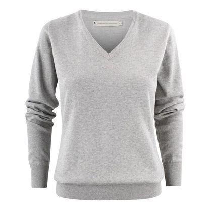 Grey Melange - Front - James Harvest Womens-Ladies Ashland V Neck Sweatshirt