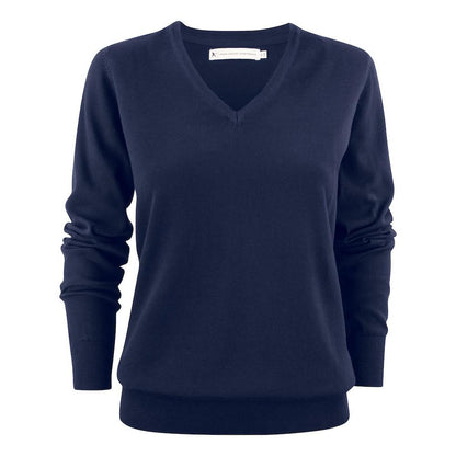 Navy - Front - James Harvest Womens-Ladies Ashland V Neck Sweatshirt