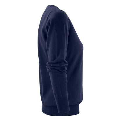 Navy - Side - James Harvest Womens-Ladies Ashland V Neck Sweatshirt