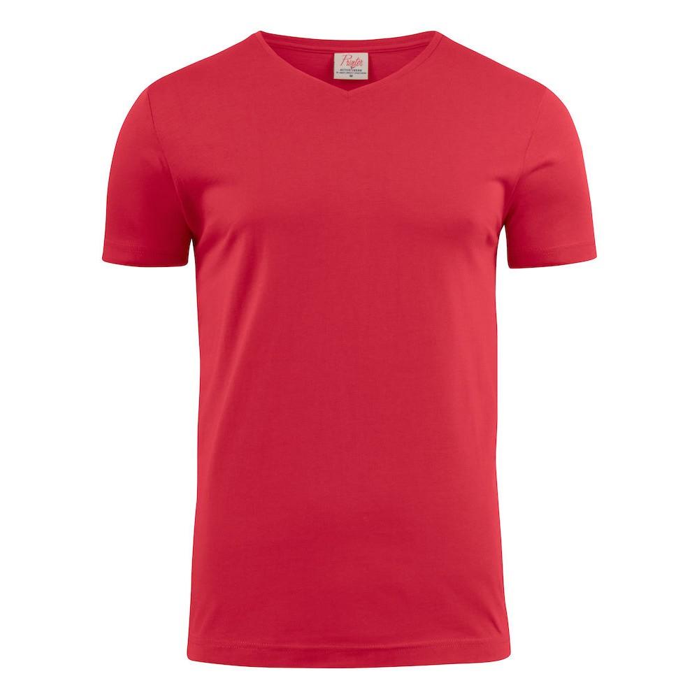 Red - Front - Printer Mens V Neck T-Shirt