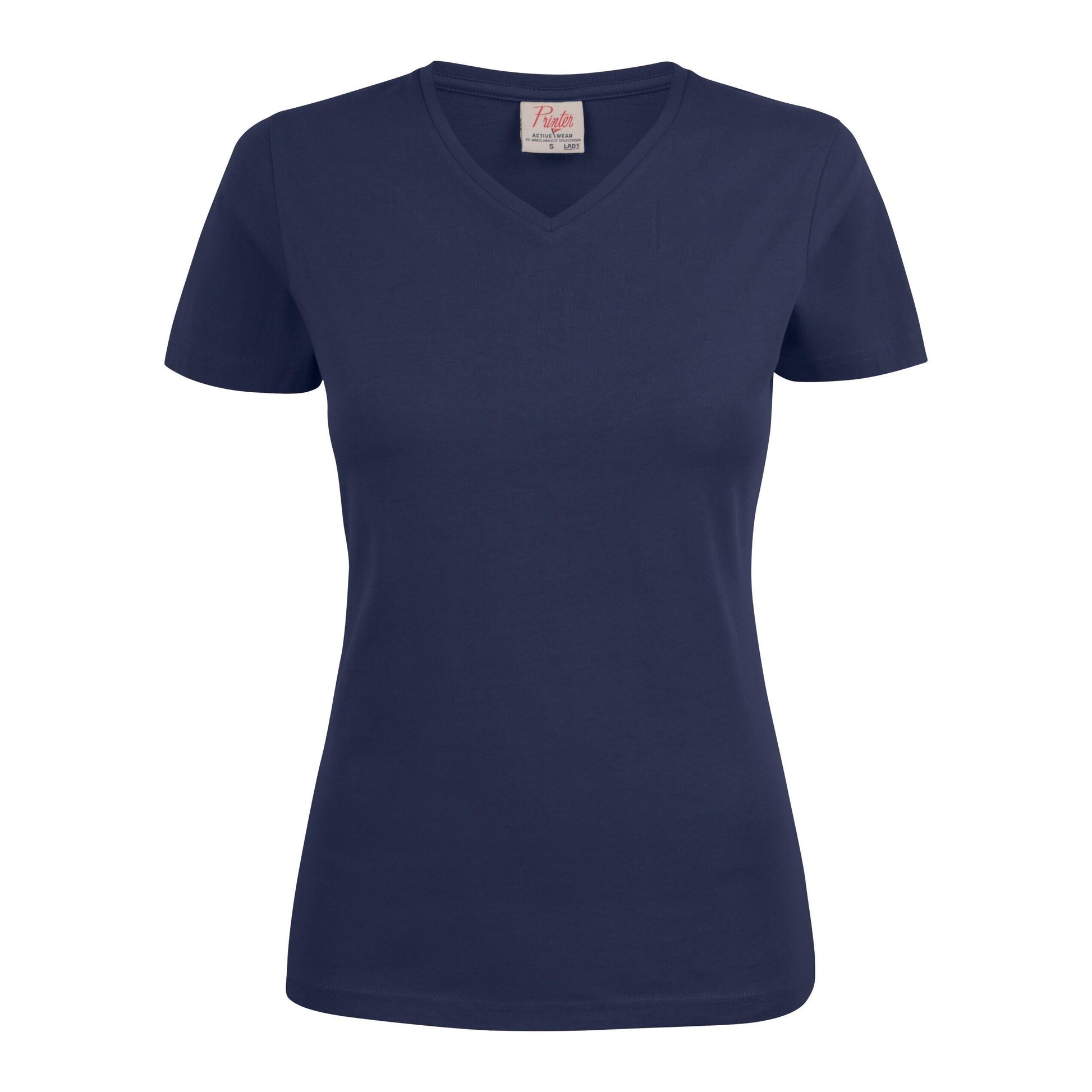 Navy - Back - Printer Womens-Ladies V Neck T-Shirt