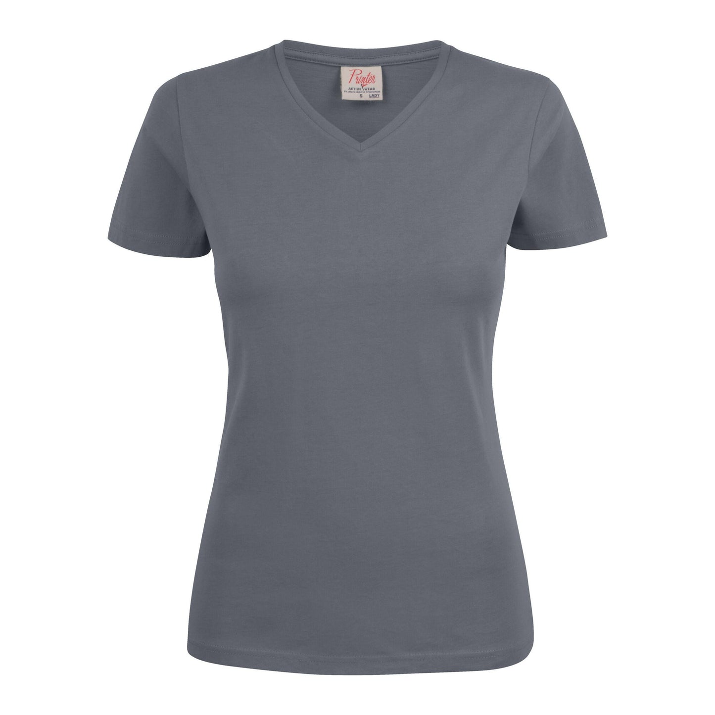 Steel Grey - Back - Printer Womens-Ladies V Neck T-Shirt