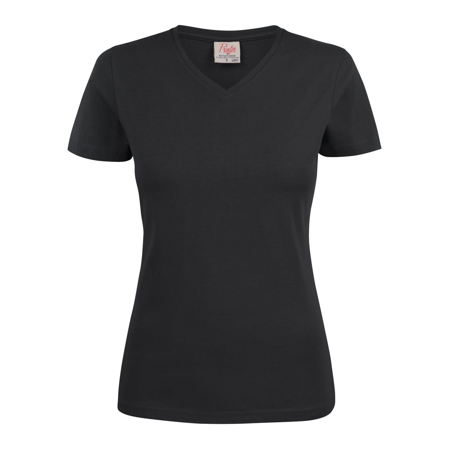 Black - Back - Printer Womens-Ladies V Neck T-Shirt