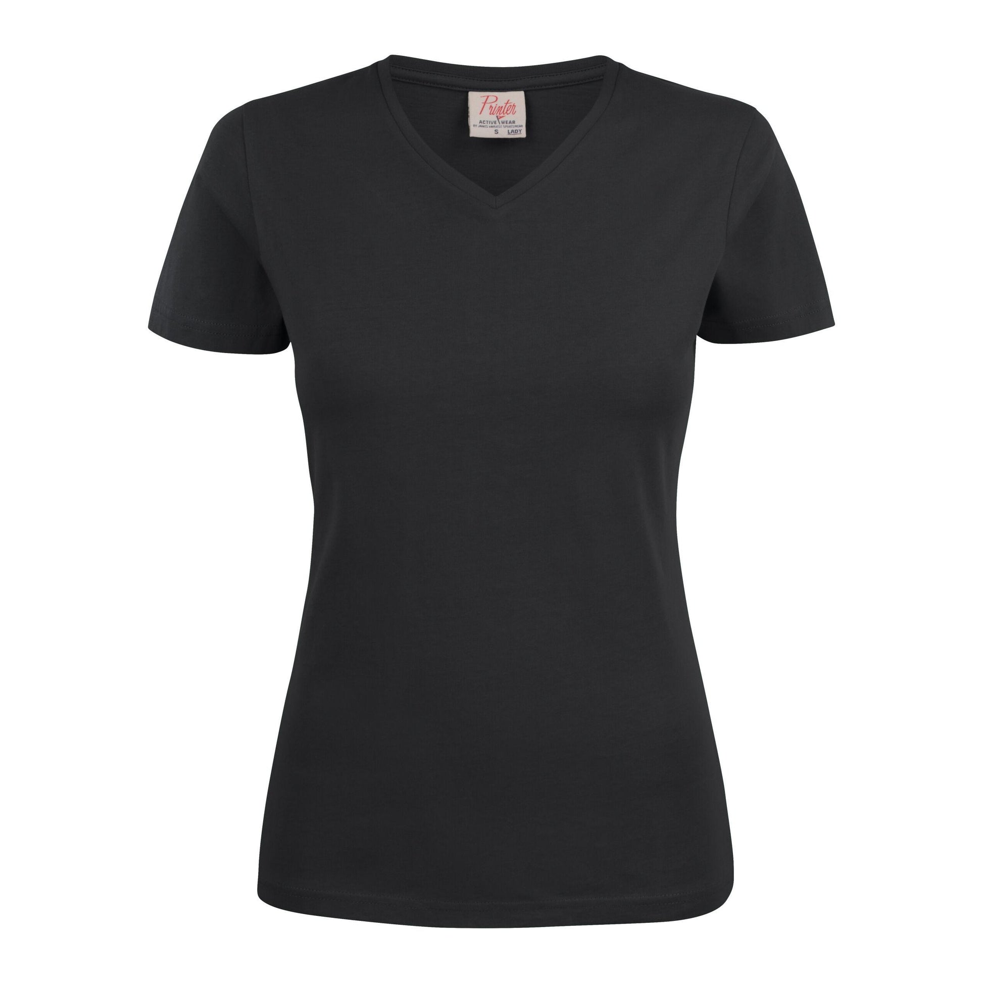 Black - Back - Printer Womens-Ladies V Neck T-Shirt