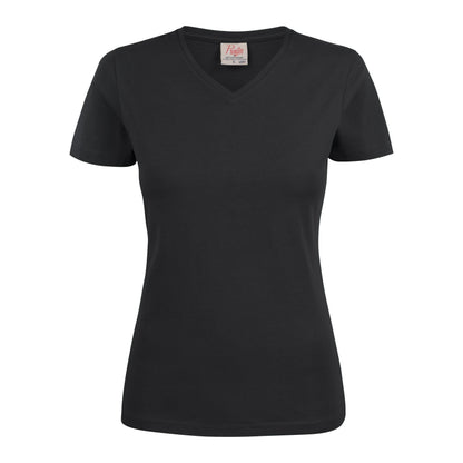 Black - Back - Printer Womens-Ladies V Neck T-Shirt