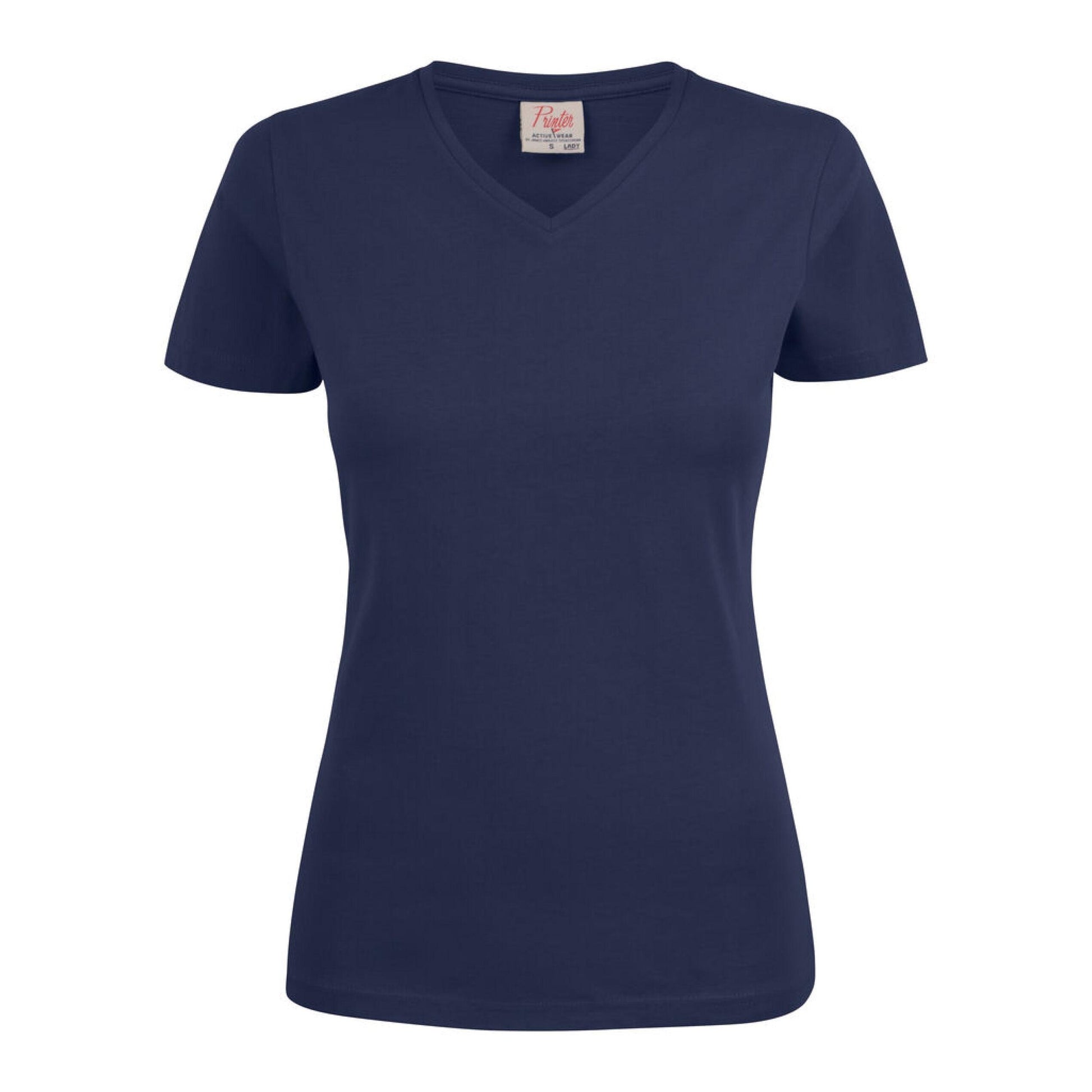 Dark Navy - Back - Printer Womens-Ladies V Neck T-Shirt