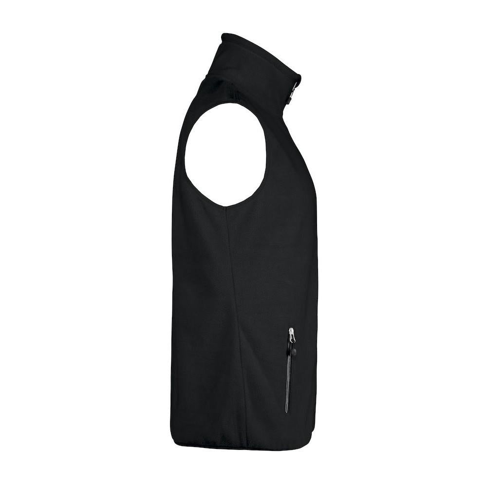 Black - Side - Printer RED Mens Sideflip Sleeveless Fleece Top