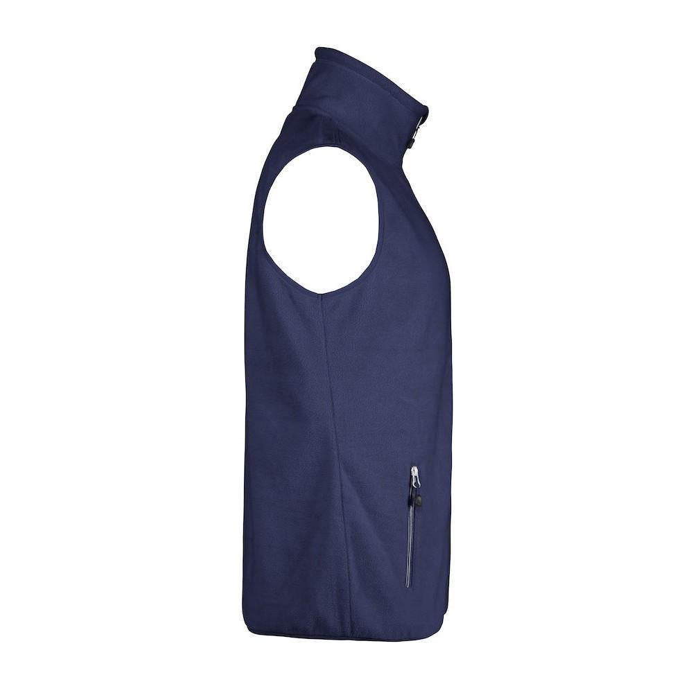 Navy - Side - Printer RED Mens Sideflip Sleeveless Fleece Top